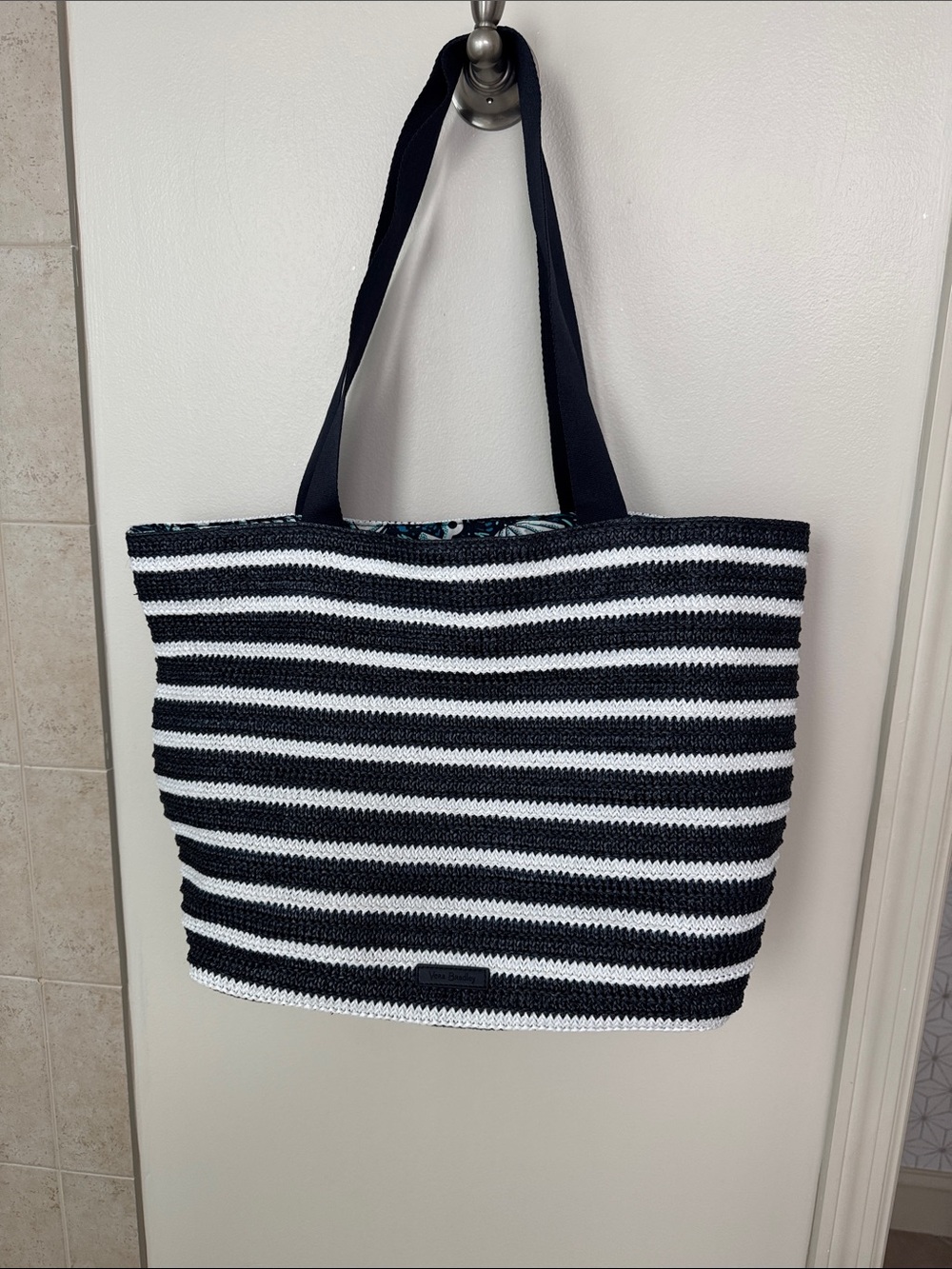 Vera Bradley Striped Navy & White Sailboat Tote Bag - Picture 3 of 5